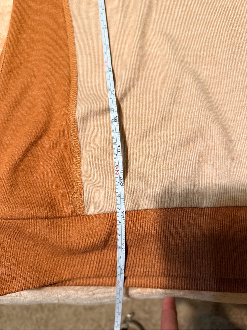 Hem & Thread Colorblock Hooded Sweatshirt - Tan & Rust - Picture 5 of 5